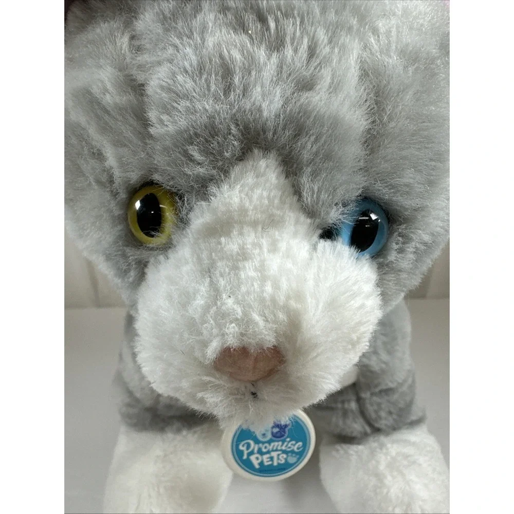 Build-A-Bear Promise Pets Gray Tabby Cat 2 Color Eyes Plush Stuffed Animal